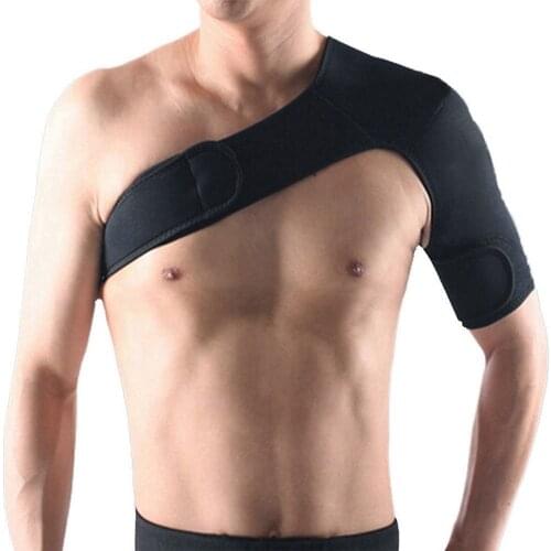 Men Adjustable Black Shoulder Brace Support Belt Left Right Single Shoulder Joint Sport Gym Compression Guard Protect #255249