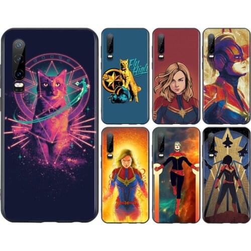 Captain Marvel For Huawei P50 P40 P30 P20 P10 P9 P8 Lite E Pro Plus Lite Mini 2019 2017 Black Soft Phone Case