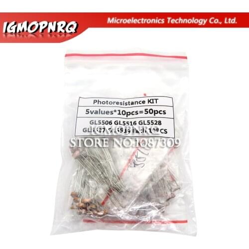 50pcs(5value*10pcs) LDR Photoresistor diy kit for GL5506 GL5516 GL5528 GL5537 GL5539