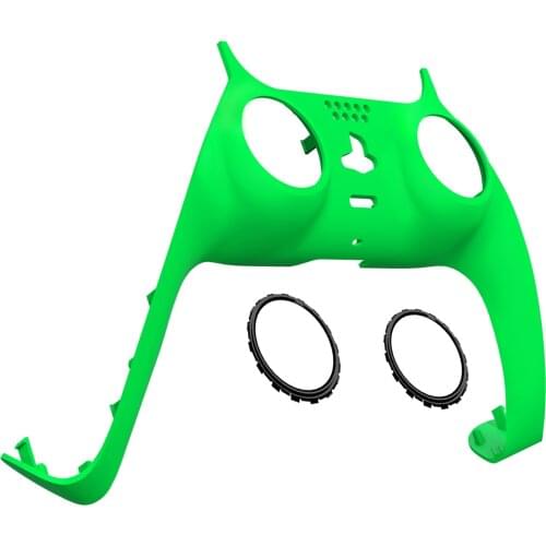 EXtremeRate Neon Green Decorative Trim Shell Custom Plates Cover for PlayStation 5 Controller with Accent Rings