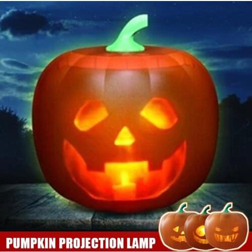 NEW 3 In 1 Halloween Party Pumpkin Lamp with Projector Funny and Weird Expression Speak and Singing Halloween Decorations Props