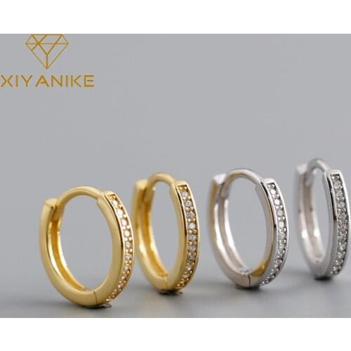 XIYANIKE 925 Sterling Silver New Hot Sale Round Zircon Hoop Rarrings Female Fashion Simple Personality Elegant Classic Jewelry