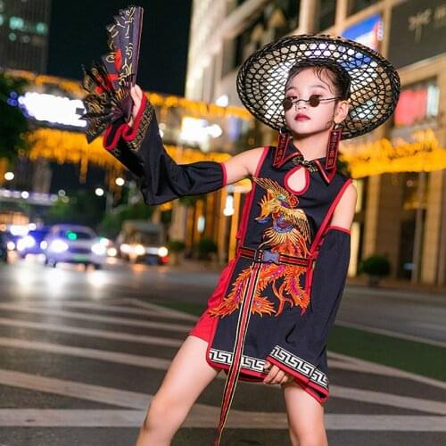 New Modern Street Dance Stage Performance Costumes Chinese Style Catwalk Show Outfits Girls Hip Hop Jazz Dance Clothing DQL5634