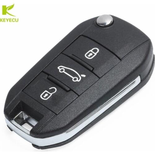 KEYECU New Replacement Flip Remote Key Fob 3 Button 433MHz ID46 Chip for Citroen C4 Cactus C Elysee 2012-2016