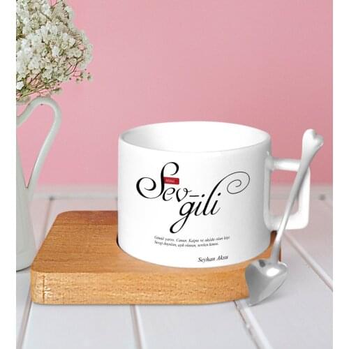 Personalized Mânâ Lovers Wood Altlıklı Ceramic Fincan-1