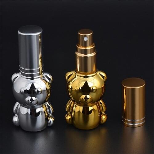 30 X 8ML Bear Shape Gold/Silver Portable Perfume Spray Bottle Perfume Bottles Empty Perfume Bottles