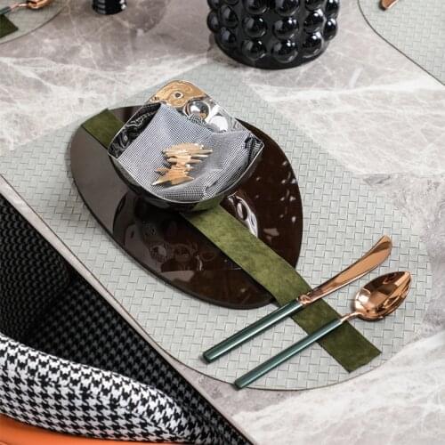 Luxtry Dining Dinnerware Tableware Oval Denier Acrylic Tray Placemat Irregular Stainless Steel Hammer Point Texture Snack Bowl