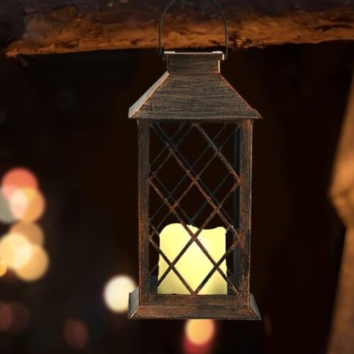 Solar LED Lights Retro Candle Twinkle Light Waterproof Outdoor Garden Hanging Decoration Lantern Solar Powered Street Lamp