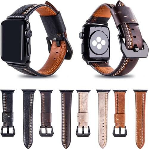 Three-Line Leather Watch Band Bracelet WristBands For Apple Watch 4/3/2/1 Durable Bracelet Strap For Iwatch Series 44/42/40/38mm