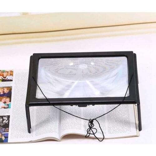 Magnifier Large A4 Page Hands Free 3x Magnifying Glass W/ Light LED Magnifier Reading