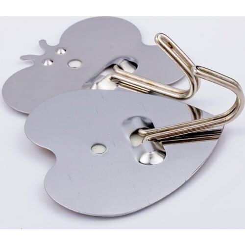 Waterproof Strong Adhesive Hangers Stainless Steel Butterfly Heart Shape Stick Hooks Wall Hanger Hook Home Kitchen Bathroom