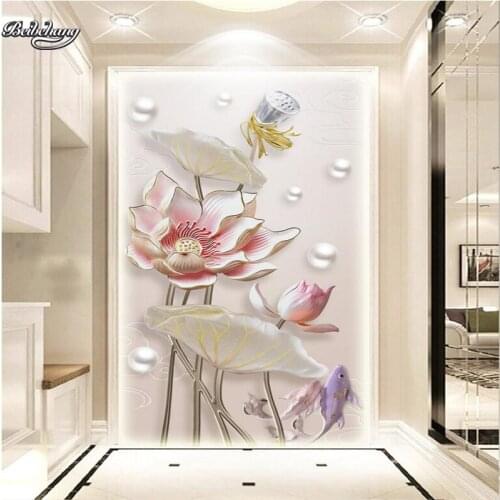 Beibehang Jewelry relief three-dimensional home and rich lotus mystery background wall custom large fresco non-woven wallpaper
