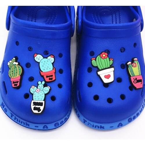 50Pcs Cactus Plant PVC Shoe Charms Shoes Accessories Shoe Decoration Buckle Clog Fit Wristbands Bracelets Kids X-MAS Gift