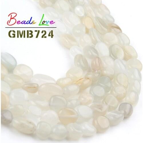 8-10MM Natural Stone Beads Irregular White Moonstone Loose Spacer Beads for Jewelry Making Diy Bracelet Earrings Necklace 15inch