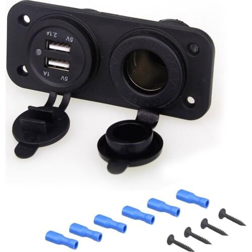 SOONHUA Vehicle Charger Dustproof LED Reminder Indicator 2-USB Charger Cigarette Lighter Bracket Waterproof Car Chargers