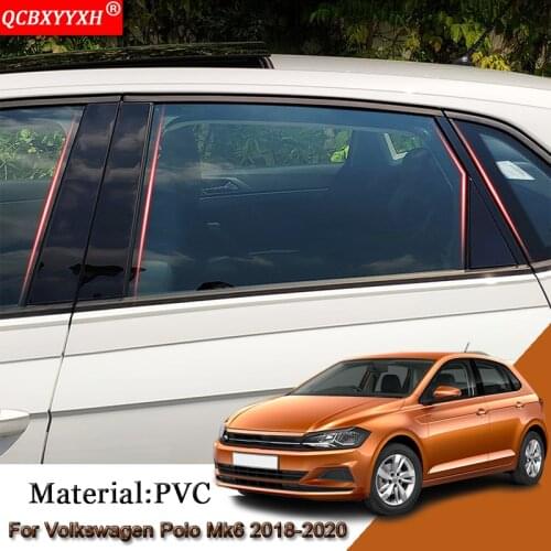 Car Styling Car Window Trim Sticker Middle Column Stickers External Accessories For Volkswagen Polo Mk6 Virtus Sedan 2018-2020