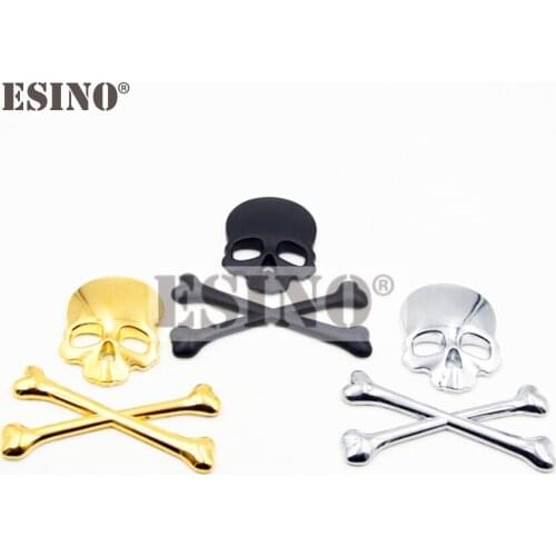 Car Styling Universal Skull 3D Metal Chrome Zinc Alloy Emblem Car Grill Body Trunk Fender Badge Sticker Decal Auto Accessory