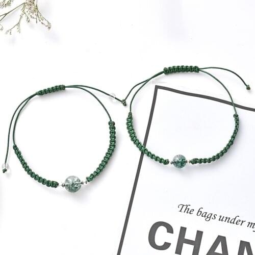 Luxury Shambhala Beads Lace Thread Hand Braided Green ghost crystal Bracelet green Rope Cord Braclet For Women Male Hand Jwewlry