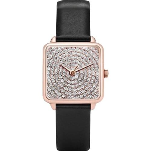 New Watch For Women Fashion Luxury Diamond Square Dial Quartz Clock Womens Wristwatch Casual Ladies Watches Gift Zegarek Damski