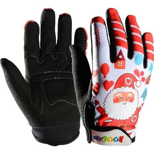 Boodun Kids Cycling Microfiber Gloves for Boy Bike Racing Riding Long Finger Tough Screen 3D Gel Gloves for Sport Wear M L