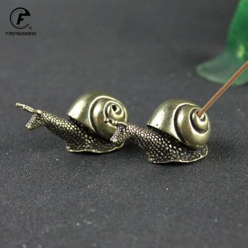Snail Figurines Miniatures Table Incense Burner Tea Pet Ornament Home Decorations Crafts Accessories Vintage Brass Animal Statue