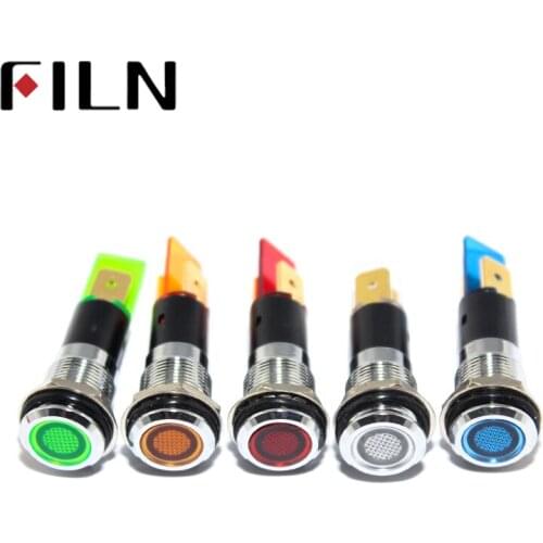 FILN FL1M-8FJ-1 8mm red yellow blue green white 24v 220v led metal signal lamp