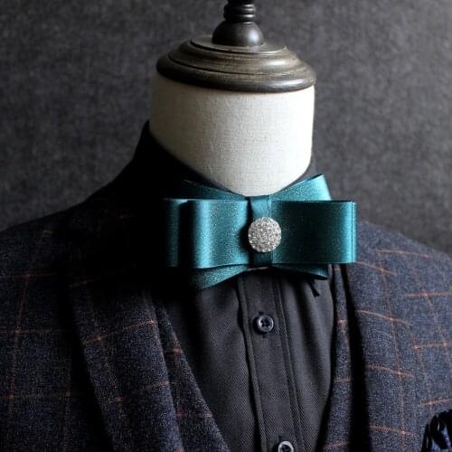 British Men Women Wedding Banquet Festival Party Necktie Shirt Bow Tie Cravat New Vintage Ribbon Bling Crystal Rhinestone Bowtie