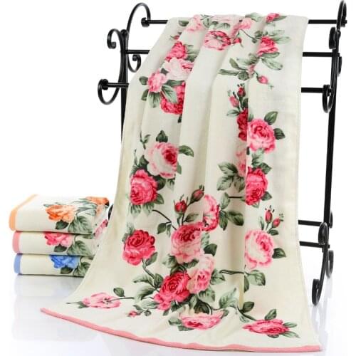 70*140cm Floral Pattern Cotton Bath Towels for Adults Beach Terry Bath Towels Bathroom Flower Bath Towel Serviette de Bain