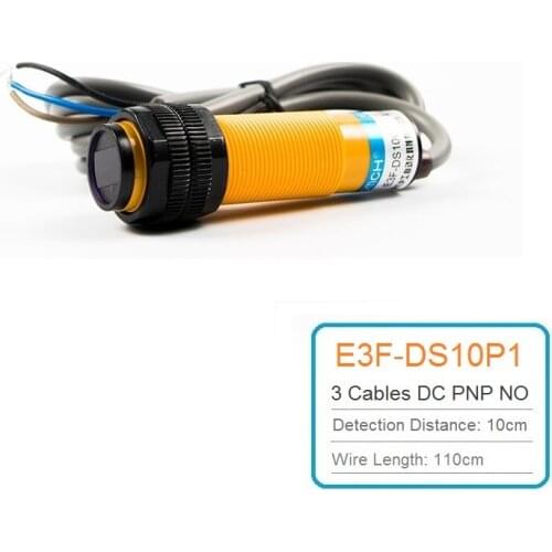 M18 Inductive Photoelectric Switch 3 Cables DC PNP NO Diffuse Reflection Photoelectric Switch E3F-DS10P1
