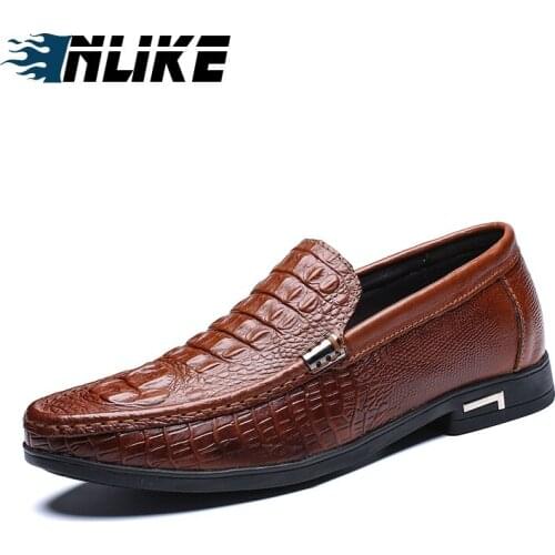 INLIKE Genuine Leather Men Dress Shoes Formal Wedding Retro Buckle Business Office Mens Flats Oxfords for Men