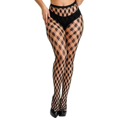 Womens Geometric Pattern Tights Ladies black glamour charming pantyhose Female Fishnet stockings S3051