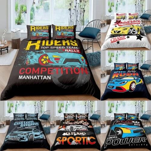 Extreme Sport Race Car Bedding Set Boys Teens 3D Men Duvet Cover Bedclothes Home Luxury Housse De Couette Dekbedovertrek 3pcs