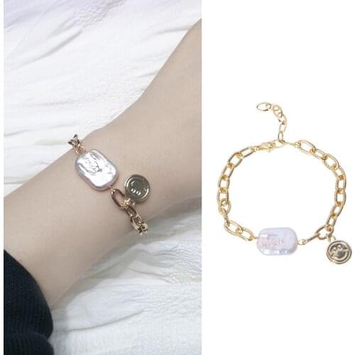 Beautiful Charm Gold Plated Real Freshwater Baroque Pearl Bracelet Jewelry Nice Party Wedding Gift 10pcs/lot