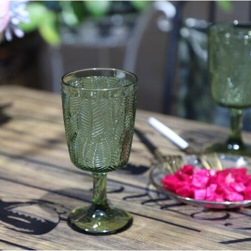 Colorful Glass Wine Goblet Champagne Glasses European Embossed Red Wine Cup Whiskey Glass