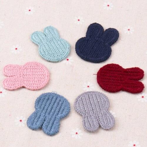 10pcs Rabbit Knitted Lace Applique Trim Embroidered Lace Ribbon For Garment Accessories Decoration Sewing 35x45mm