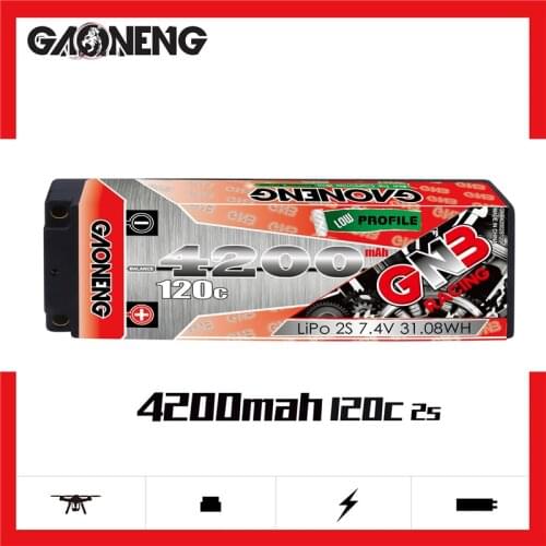 GNB 7.4v 4200mAh 120C PLUS LiPo Battery For Remote Control Car Racing Spare Parts With Shell Upgrade LiHV 2S Battery