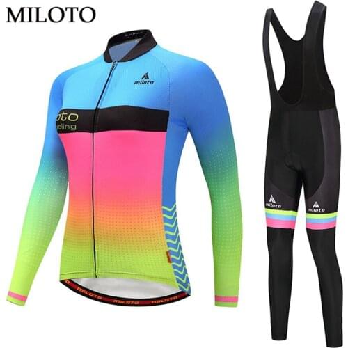Miloto Long Sleeve Cycling Jersey Women Colorful Bike Jersey cycling clothing maillot ciclismo roupa ciclismo Cycling set