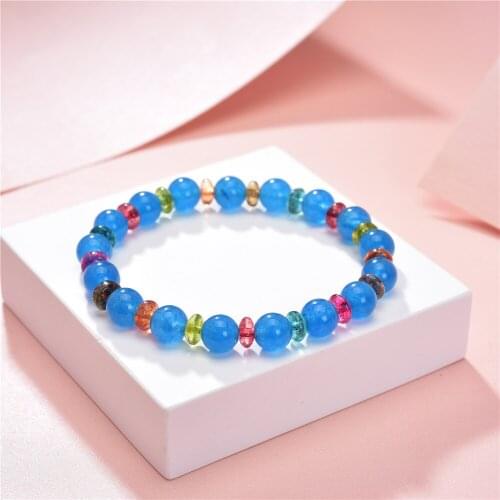 Trendy Boho Bracelet Natural Stone Yoga Beaded Bracelets for Women Friend Gift Charms Strand Bangle Wristband Jewelry 19cm B386