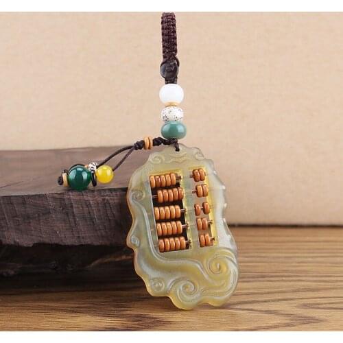 Fashion Mens Sheeps Horn Abacus Shaped Key Chain Key Ring Holder Lucky Lotus Keychain Gift For Trendy Car Bag Keychain Jewelry