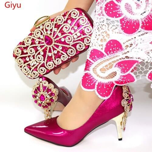 Doershow beautiful hot shoe and bag set for party Italian shoe with matching bag new design lady matching shoe and bag!SYT1-7