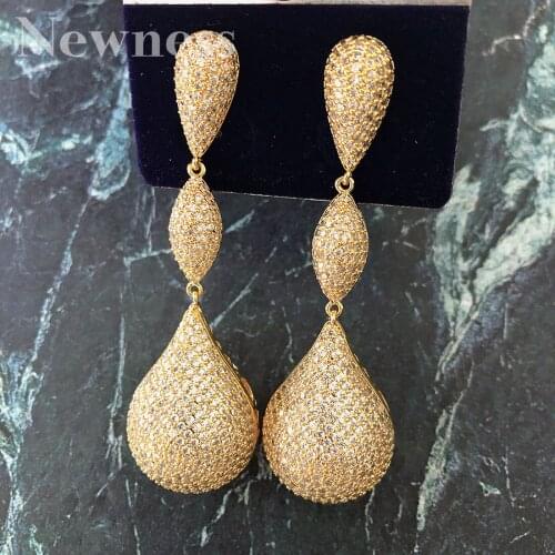 Newness 65mm Luxury Disco Ball Cubic Zircon Earrings Ladies Women Wedding Crystal CZ Engagement Dubai Bridal Earrings