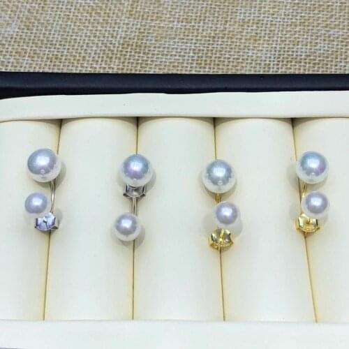 Wholesale Trendy 925 Sterling Silver Stud Earrings Findings Settings Base Mountings Parts Mounts for Pearls Agate Coral Beads