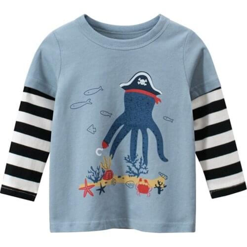 1-9T T Shirt For Toddler Kid Baby Boy Girl Clothes Striped Long Sleeve Cartoon Tshirt Cute Sweet Tee Pullover Top Infant Outfit
