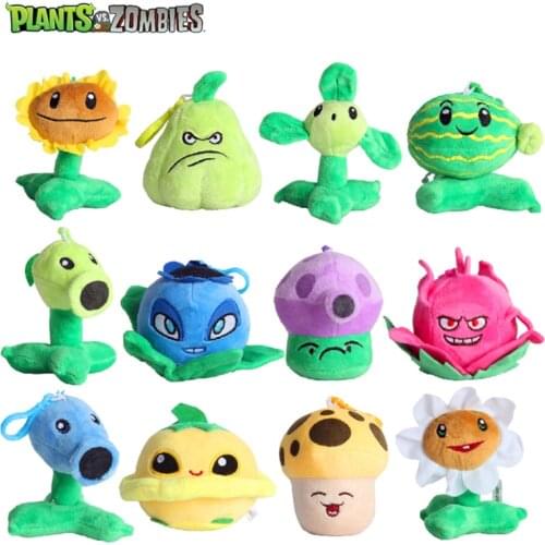 10-15cm Plants VS Zombies 2 Plush Keychain Doll Pendant SunFlower Marigold Blover Cactus Peashooter Game Figure Stuffed Toys