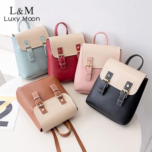 Mini Backpack Women PU Leather Shoulder School Bag For Teenage Girls Fashion Patchwork Female Ladies School Backpack XA919H
