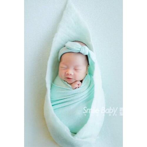 Blue Wool Felted Swaddle Blanket Layer Photo Prop Baby Merino Wrap Newborn Shoot Photography Props