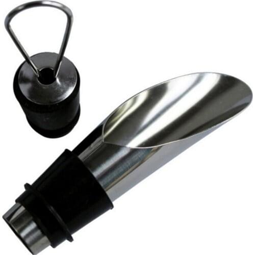 Stainless Steel Wine Stopper Pourer Metal Wine Pouring Drain Bar Home Wine Set Wine Stopper Champagne Stopper
