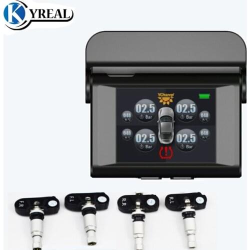 TPMS Solor Power TFT Screen 2.4" Tyre Pressure Monitor Wireless Internal Sensors 4 PCS Universal Car Electronics Alarm System