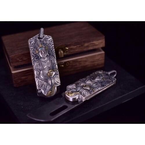 925 Sterling Silver /copper knife style Pendant decoration necklace keychain...A5245