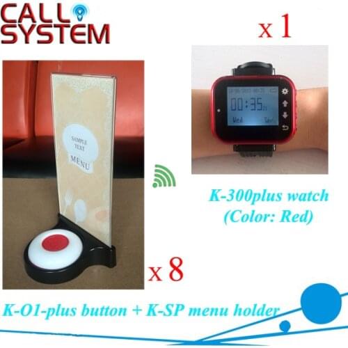 Smart Wireless Paging Calling System 1 wrist watch receiver 8 bell buzzer 8 food menu holder